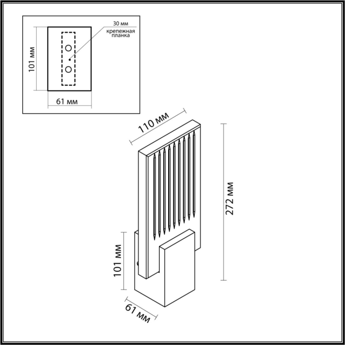 Настенный светильник IP20 LED 5W 261Лм 3000K RICCI HIGHTECH ODL23 433 ODEON LIGHT 4363/5WL, схема товара