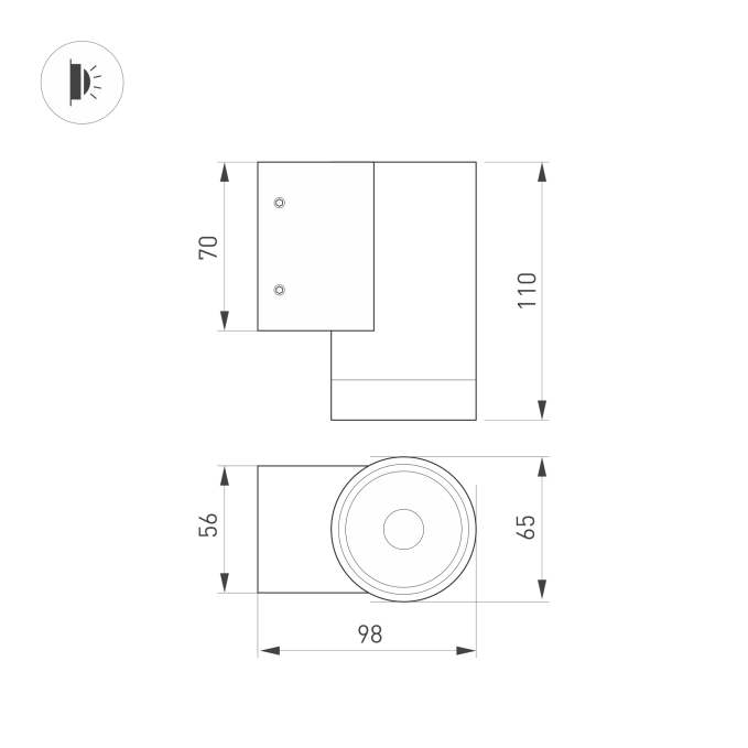 Светильник LGD-RAY-WALL-R65-12W Warm3000 (GR, 6 deg, 230V), Arlight, 049984(1), изображение 4