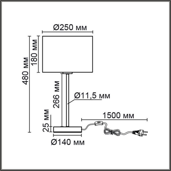 Настольная лампа Е27 60W 220V NIKKI MODERNI LN26 530 LUMION 8251/1T, схема товара