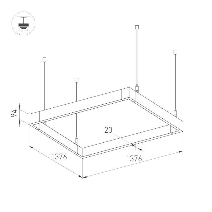 Светильник ALT-LINEAIR-QUADRAT-FLAT-UPDOWN-DIM-1375-170W Warm3000 (BK, 100 deg, 230V), Arlight, 040635, изображение 2 Светильник ALT-LINEAIR-QUADRAT-FLAT-UPDOWN-DIM-1375-170W Warm3000 (BK, 100 deg, 230V), Arlight, 040635, изображение 2