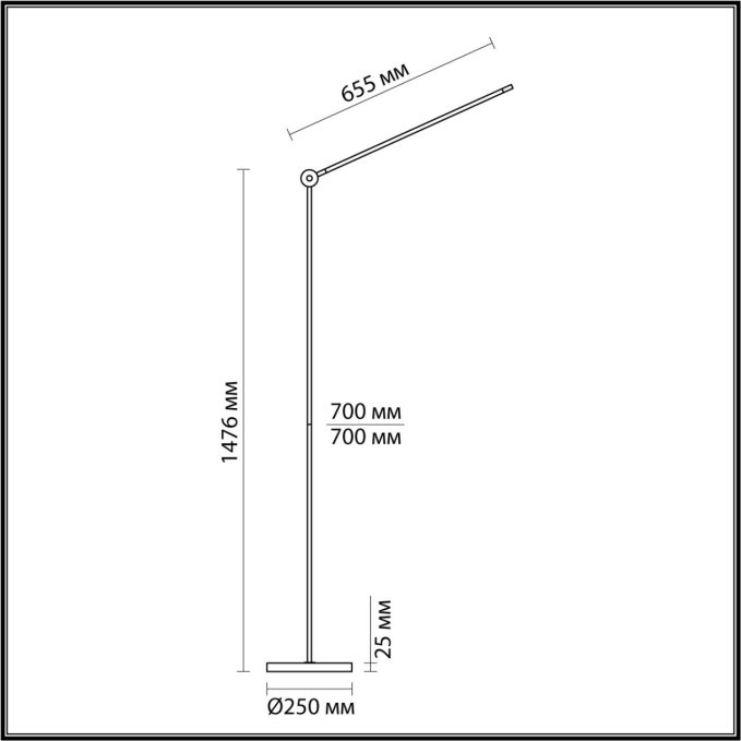 Напольный светильник поворотн на 350° IP20 LED 3000K 220-240V FODEN HIGHTECH ODL25 000 ODEON LIGHT 7101/15FL, схема товара Напольный светильник поворотн на 350° IP20 LED 3000K 220-240V FODEN HIGHTECH ODL25 000 ODEON LIGHT 7101/15FL, схема товара
