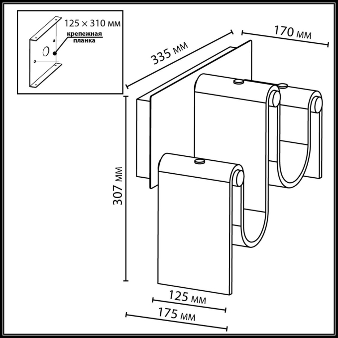 Настенный светильник LED x 16W 4000K FLOW L-VISION ODL26 547 ODEON LIGHT 5105/16WL, схема товара