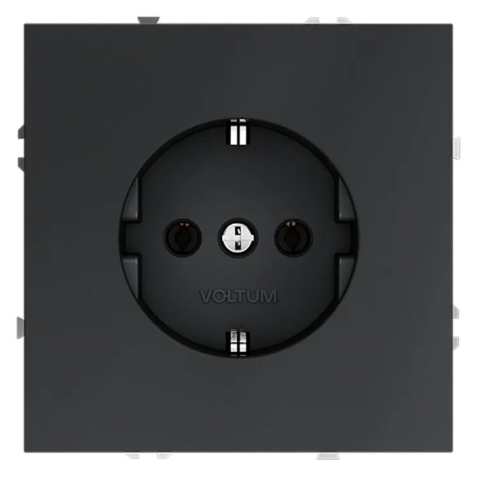 Розетка встраиваемая VOLTUM S70 с заземлением 16А, (графит), Voltum, VLS040107 Розетка встраиваемая VOLTUM S70 с заземлением 16А, (графит), Voltum, VLS040107