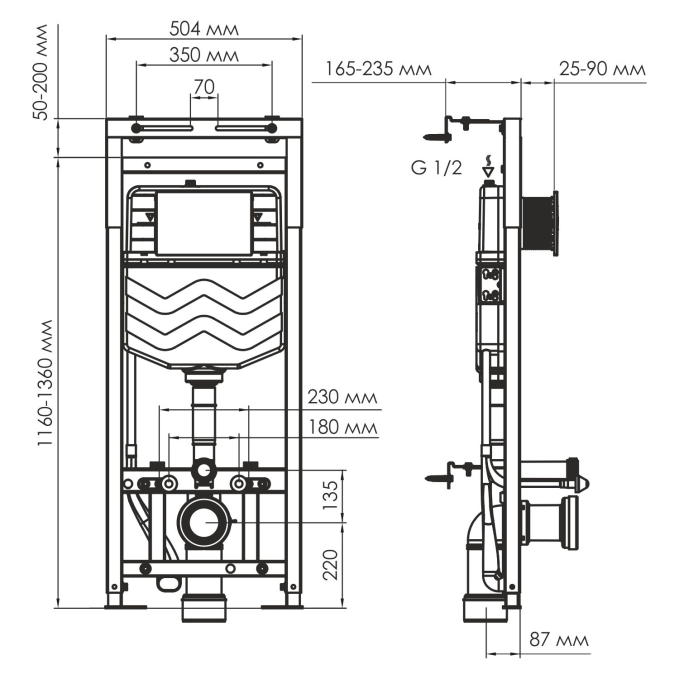 Система инсталляции для унитазов WasserKRAFT Alme 15TLT.010.ME.MB02