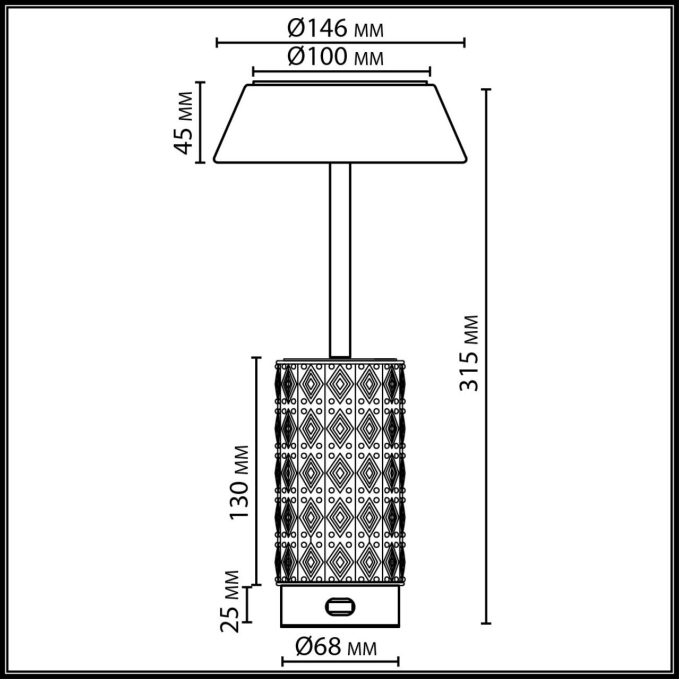 Настольная лампа беспроводная LED*8W 3000K LULU L-VISION Настольная 010 ODEON LIGHT 5454/8TLA, схема товара