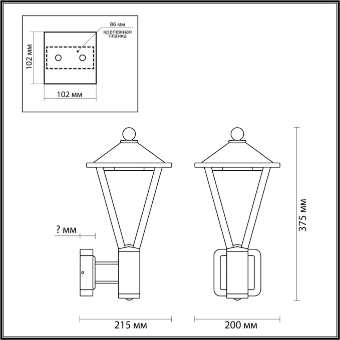 Уличный настенный светильник IP54 LED 15W (12W SMD LED + 3W COB LED) 3000K AC85-265V BEARITZ NATURE ODL25 673 ODEON LIGHT 6655/15WL3, схема товара Уличный настенный светильник IP54 LED 15W (12W SMD LED + 3W COB LED) 3000K AC85-265V BEARITZ NATURE ODL25 673 ODEON LIGHT 6655/15WL3, схема товара